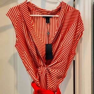Vertigo red and cream striped dress